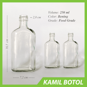 Botol Kaca 250ml Gepeng Madu Bening Baru dan Rekondisi