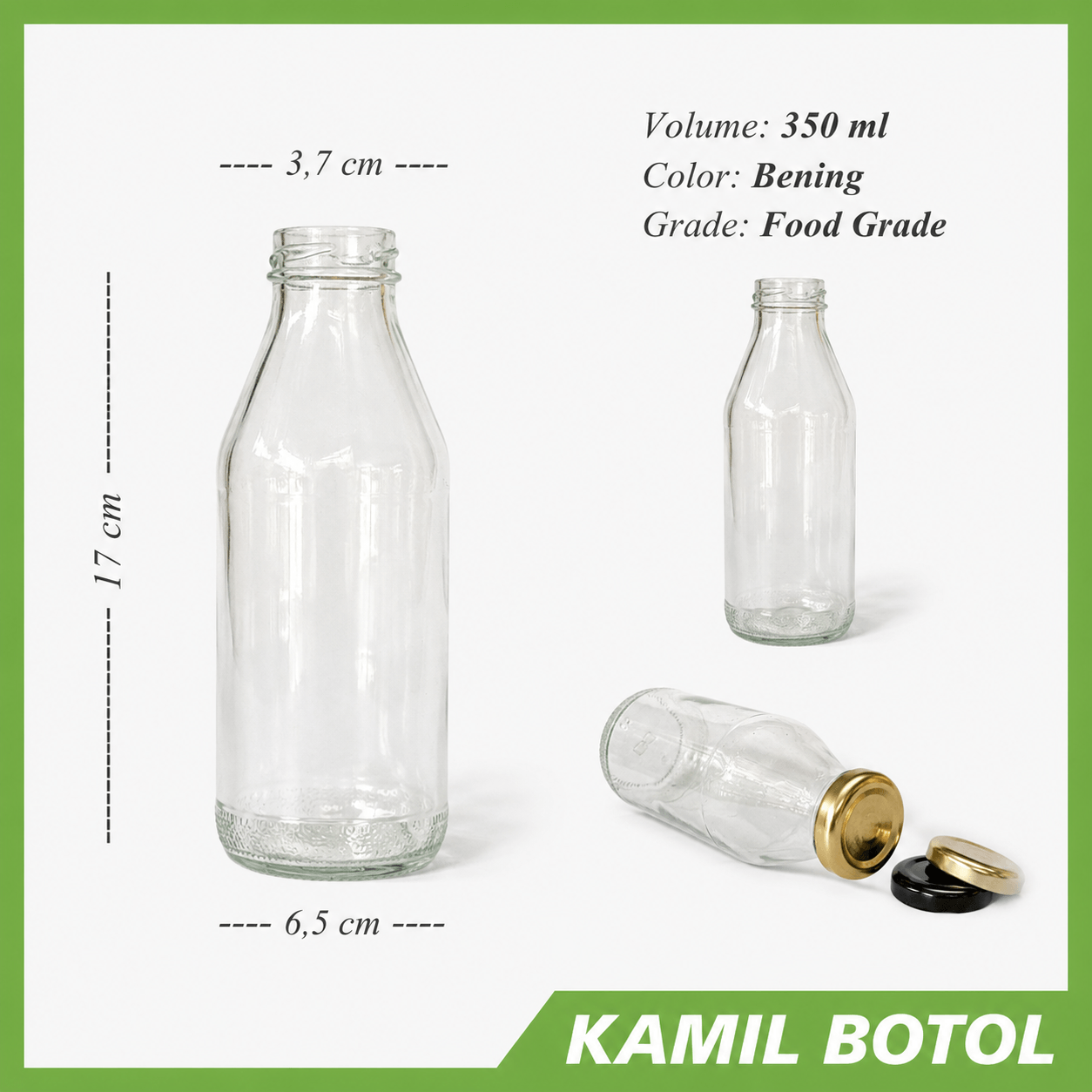 Botol Kaca 350ml JUICE Baru dan Rekondisi