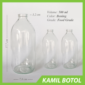 Botol Kaca Asi 500ml INFUS Baru dan Rekondisi
