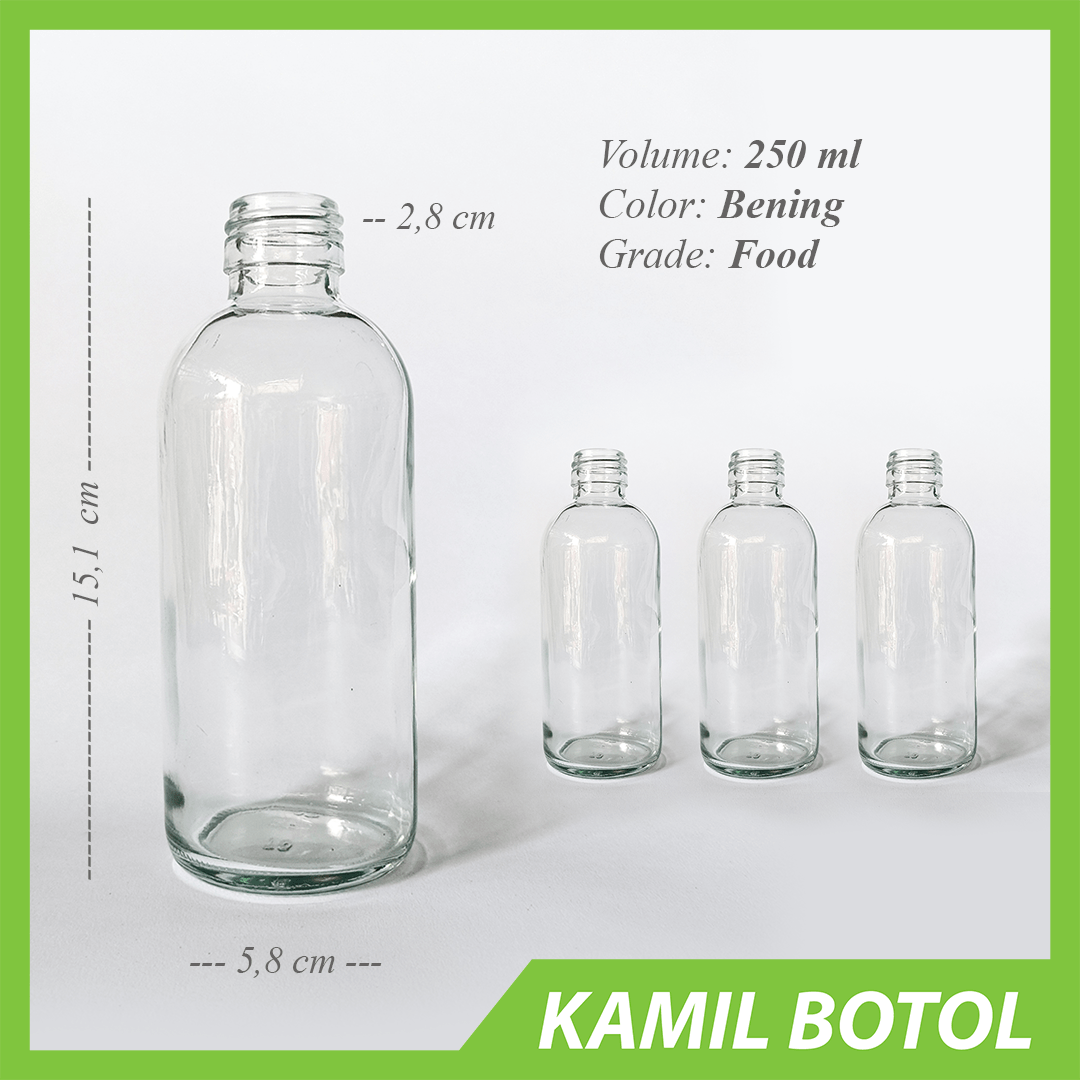 Botol Kaca Bening 250ml Laserin