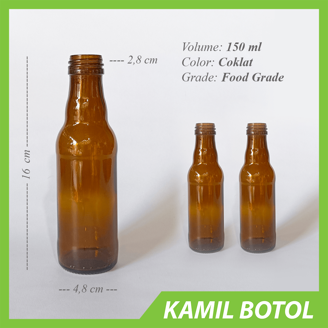 Botol Kaca Coklat 150ml PROMAN Rekondisi