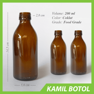 Botol Kaca Coklat 200ml BODE Rekondisi