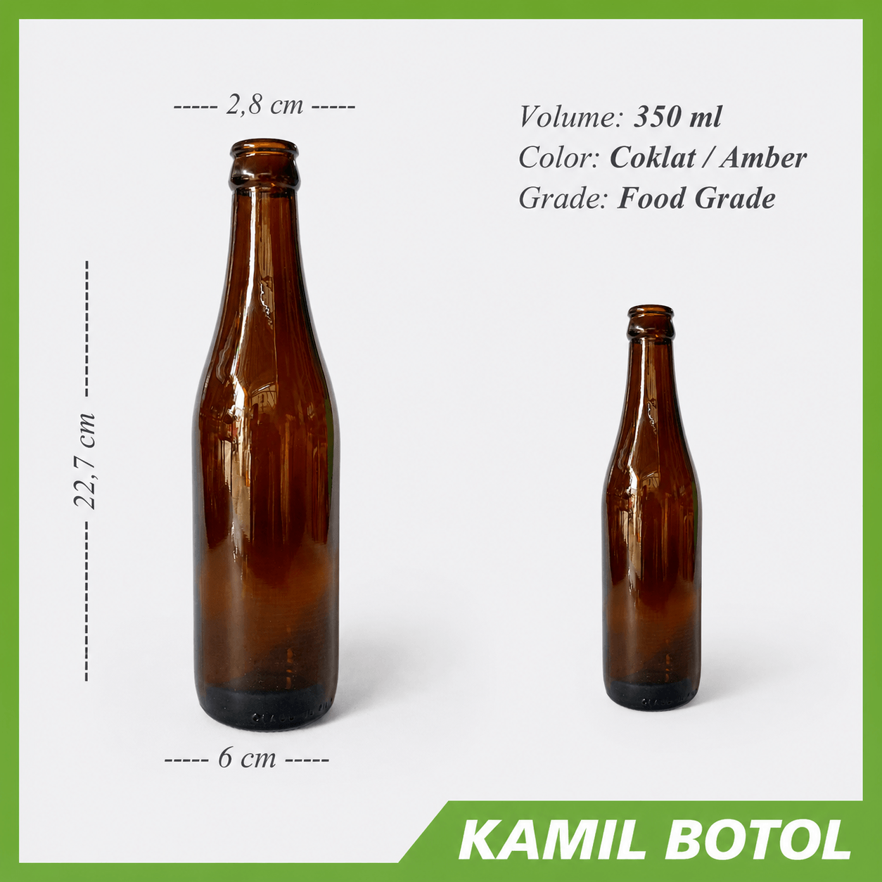 Botol Kaca Coklat 350ml LIMUN Rekondisi