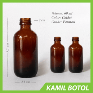 Botol Kaca Coklat 60ml RDL Model Embos