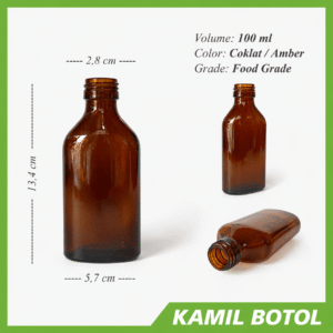 Botol Kaca Coklat Gepeng 100ml KOLDEX Rekondisi
