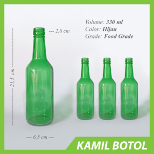 Botol Kaca Hijau 330 ml Botol Soju Jinro