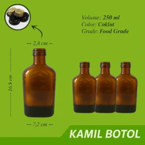 Botol Kaca 250ml GEPENG COKLAT – BARU