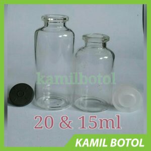 Botol Kaca Vial 15 ML Dan 20 ML Lengkap Dengan Tutup