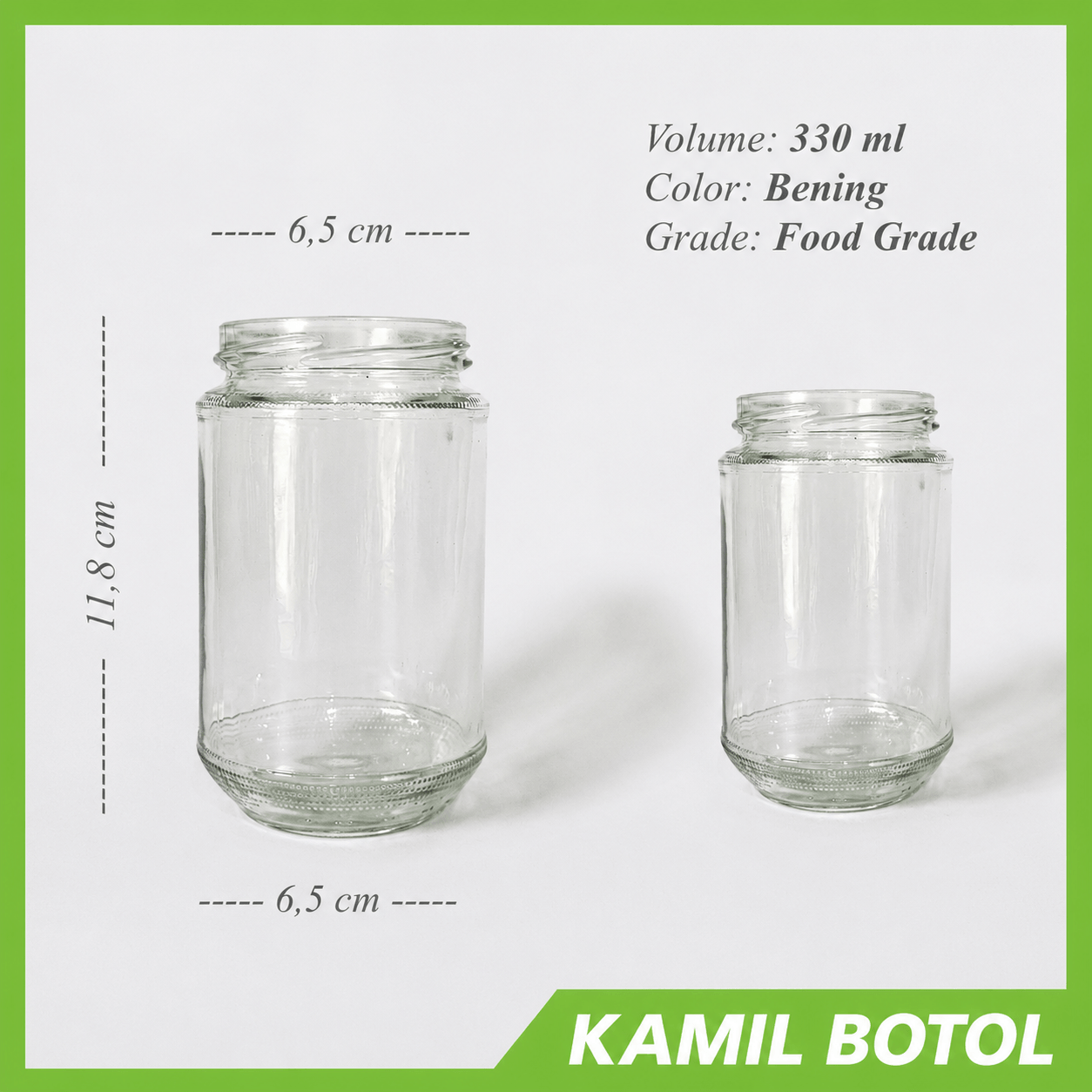 Jual Toples Jar Kaca 330ml baru dan rekondisi