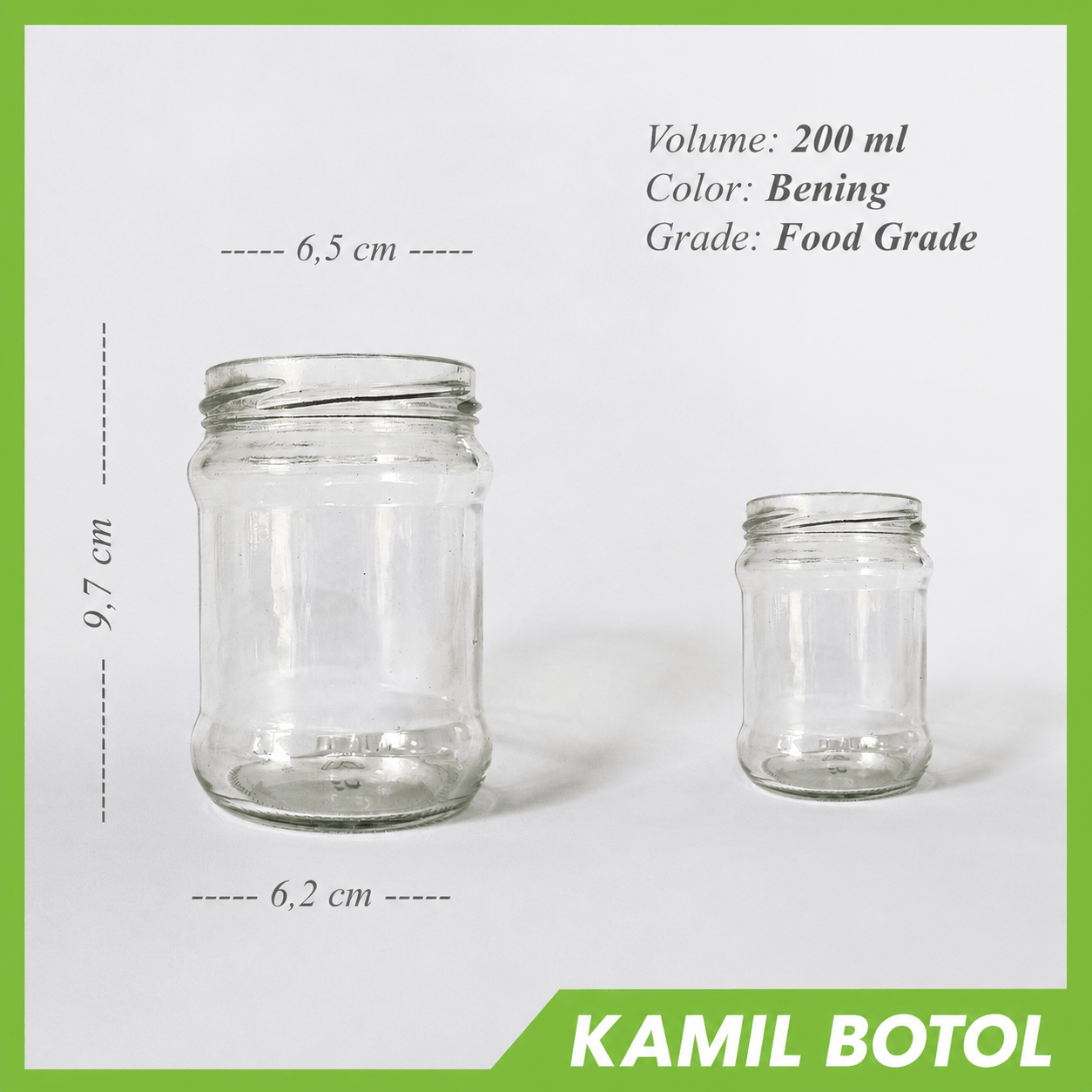 Toples Jar Kaca 200ml Terasi Rekondisi