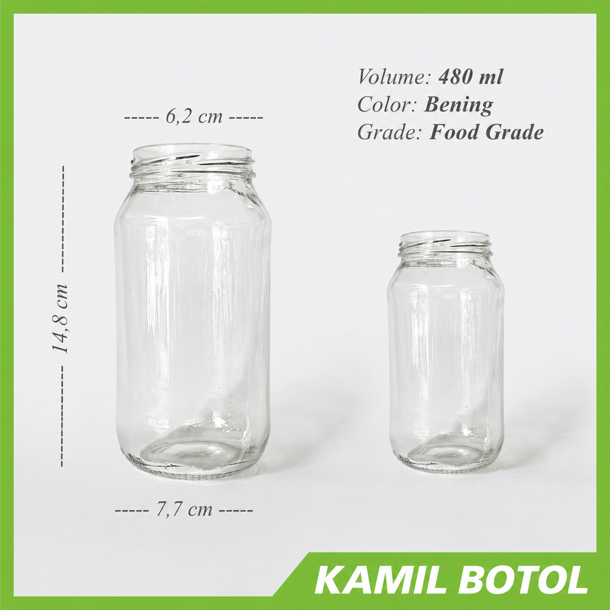 Toples Jar Kaca 480ml Rekondisi