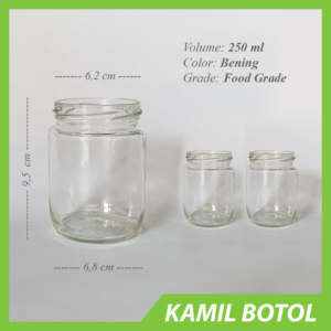 Toples jar kaca 250ml botol jar kci baru dan rekondisi
