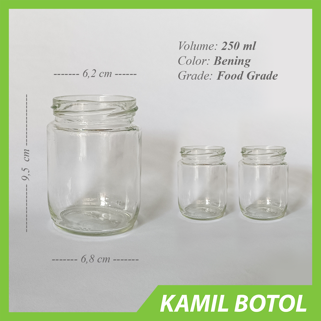 Toples jar kaca 250ml botol jar kci baru dan rekondisi