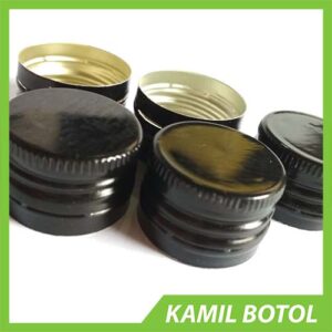 Jual Tutup Botol Alumunium Warna Hitam Murah. Distributor supplier botol kaca, botol beling, tutup botol, botol jar, botol parfum, botol asi BKA, toples ikan cupang, baru dan bekas atau rekondisi.