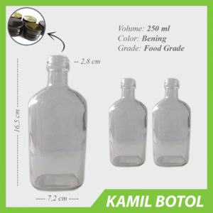 Jual Botol Kaca Gepeng 250ml Bekas